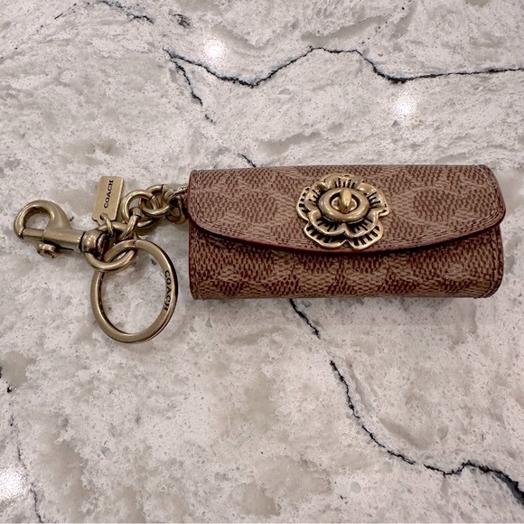 Coach Lipstick Holder in Signature Canvas with Tea Rose Turnlock - Picture 8 of 8